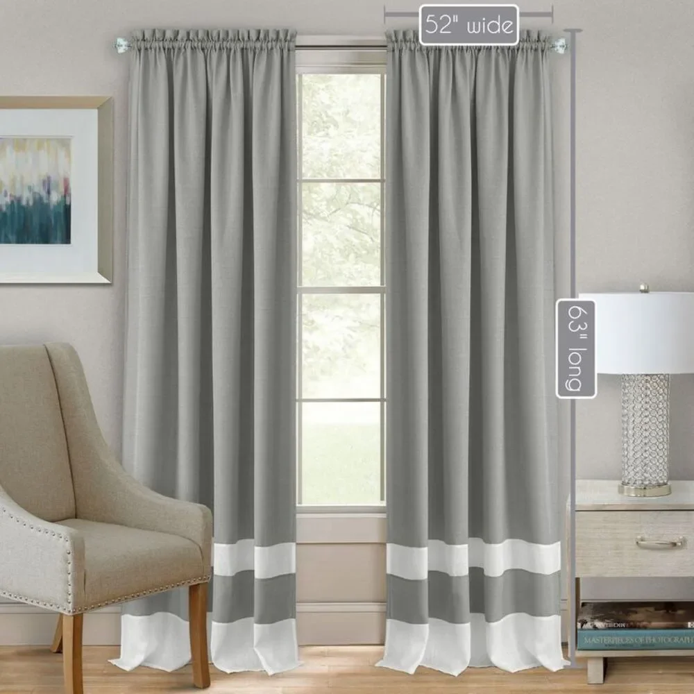 Woven Trends Two-Tone Window Curtain Panels, Rod-Pocket Light Filtering Curtains
